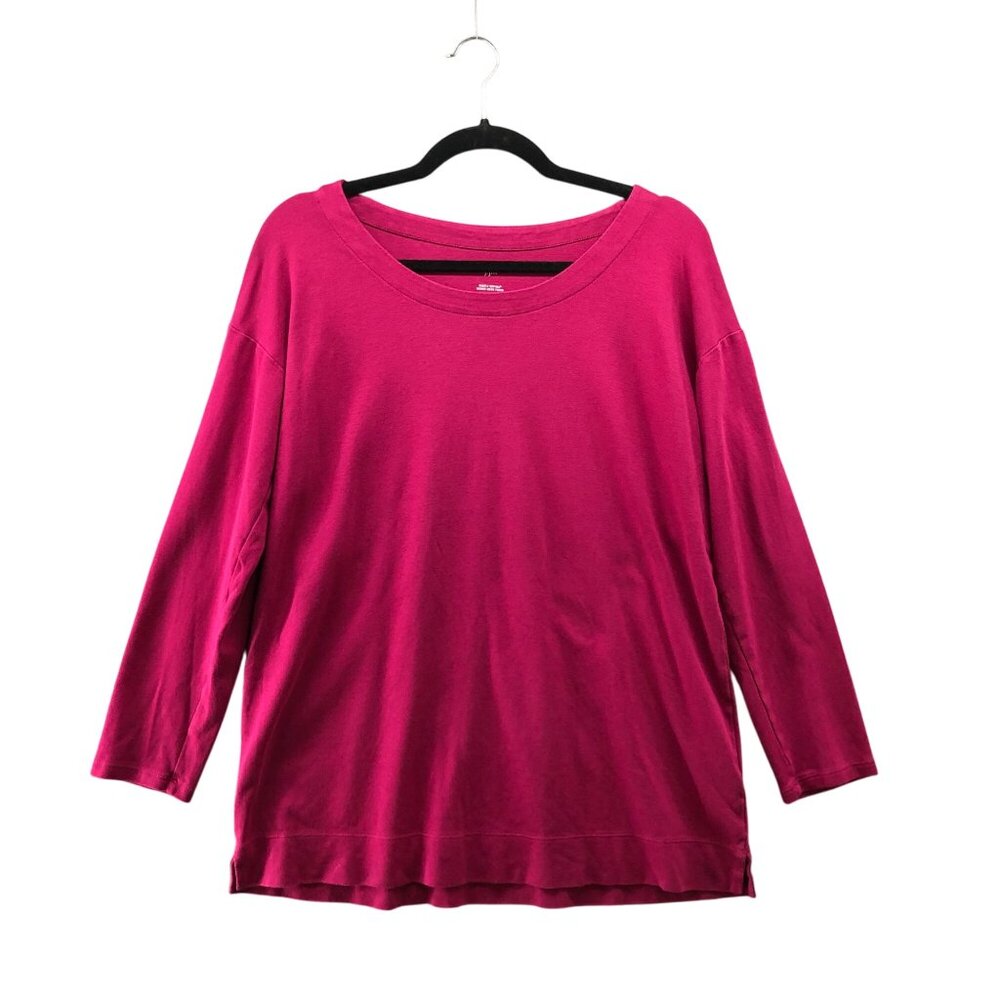 J. Jill Simply Supima Tunic T Shirt Womens S Pink‎ Long Sleeve Round Neck
